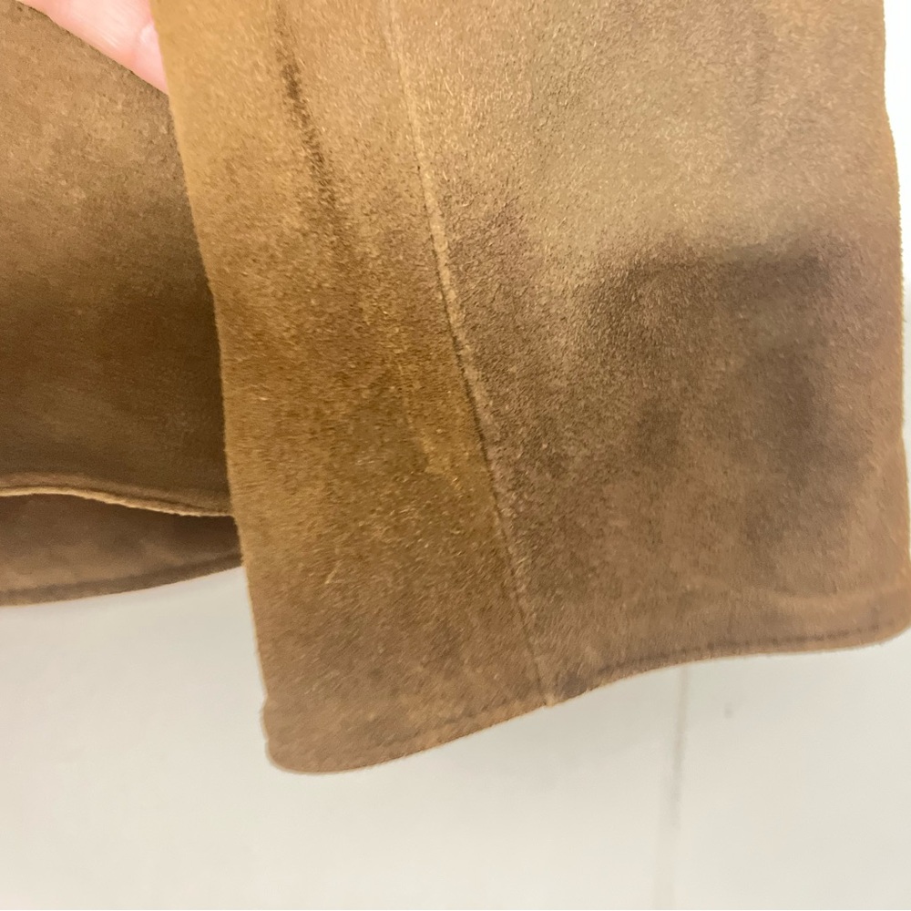 Brown suede collarless jacket - Picture 9 of 11